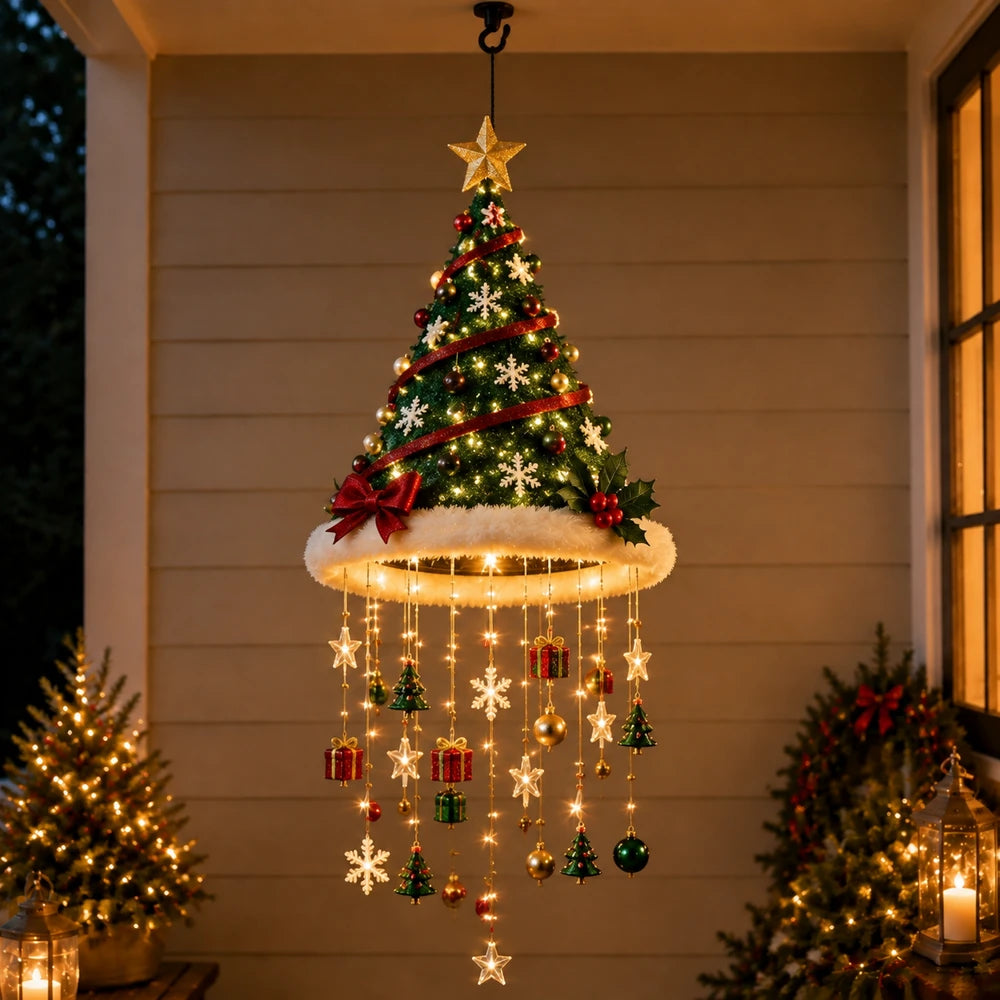 Lighted Santa Hat Hanging Chandelier