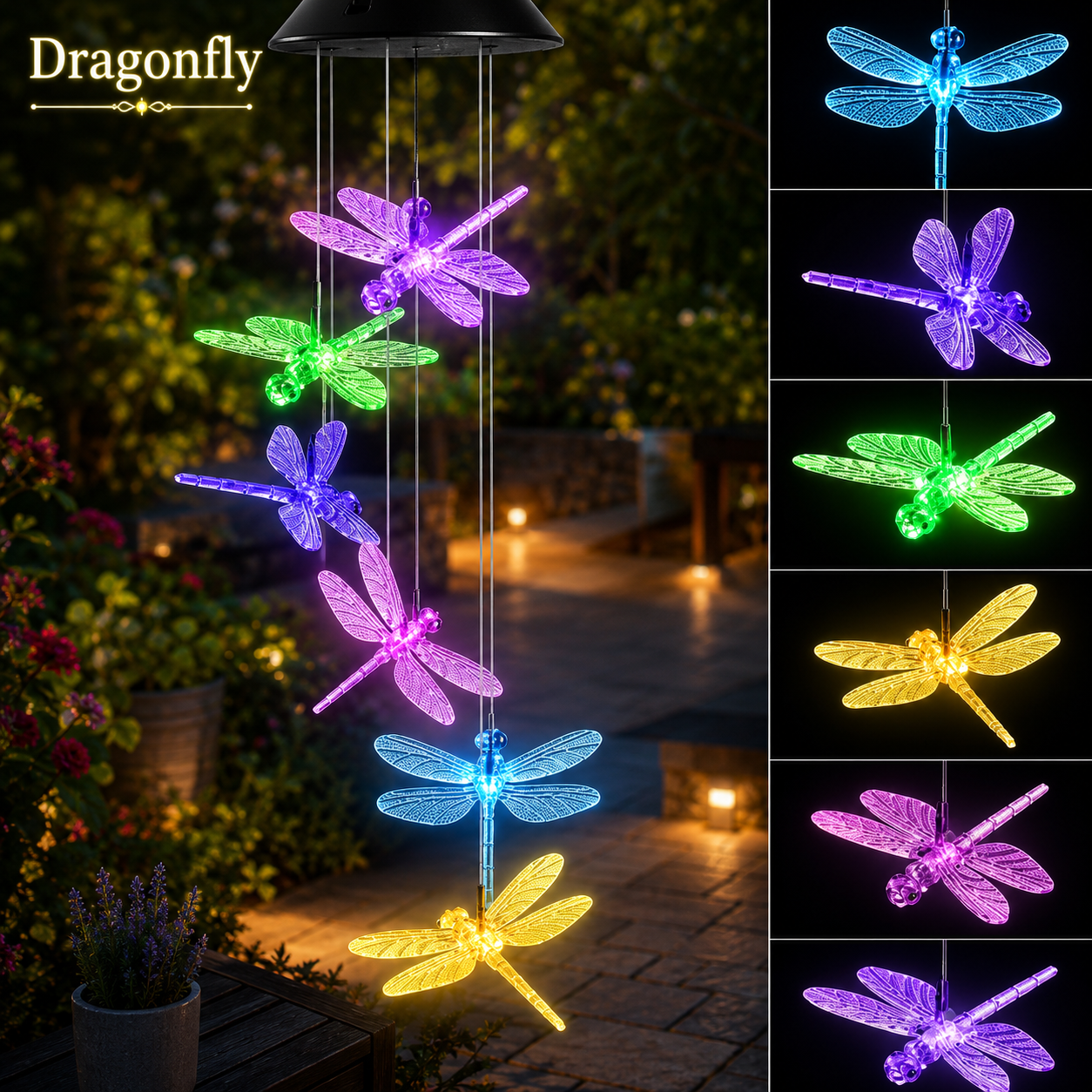 Hummingbird Solar Wind Chime Light