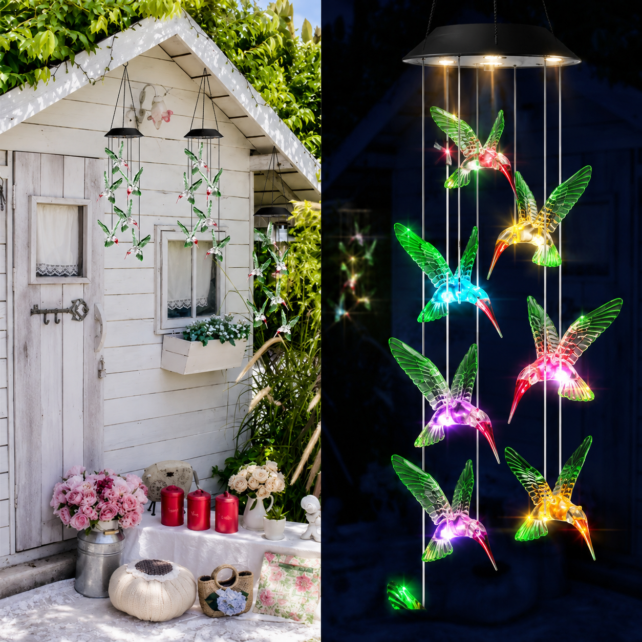 Hummingbird Solar Wind Chime Light