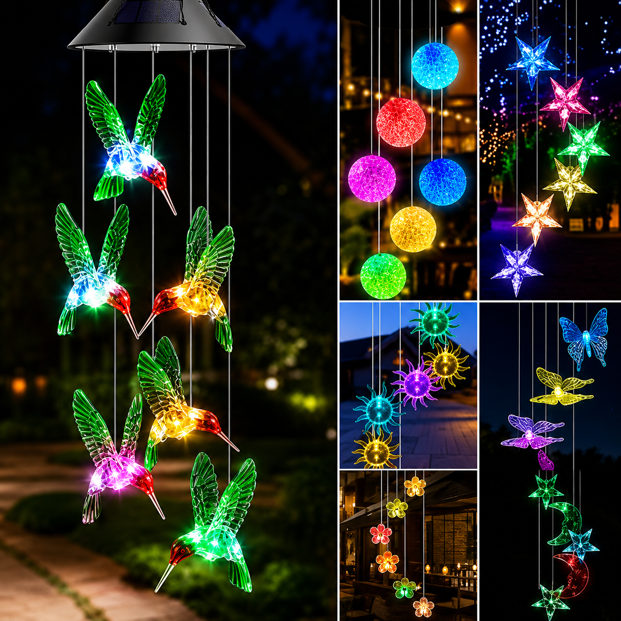 Hummingbird Solar Wind Chime Light