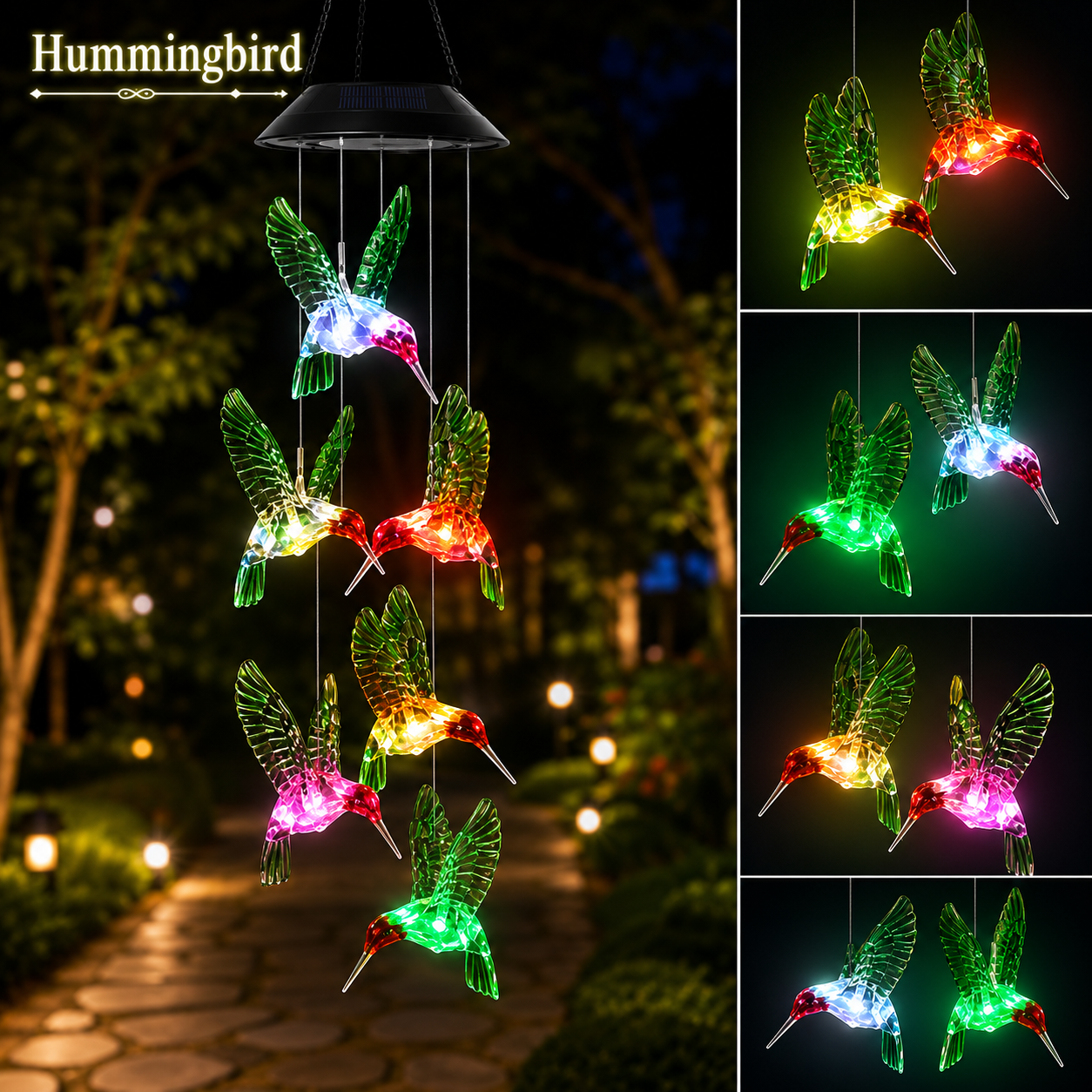 Hummingbird Solar Wind Chime Light