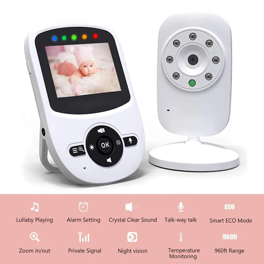 2.4 Inch Wireless Video Baby Monitor High Resolution Baby Nanny Security Camera Night Vision Temperature Monitoring Babyphone