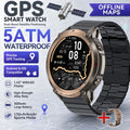 2026 New Rugged GPS Smart Watch 1.43 AMOLED HD Touch Screen 5ATM Waterproof Compass Barometer Altitude Offline Map Fitness Watch