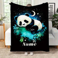 1pc Customized Cute Sleeping Panda Night Sky Fleece Blanket Personalized Name Blanket for Kids Adults Home Bedroom Decor