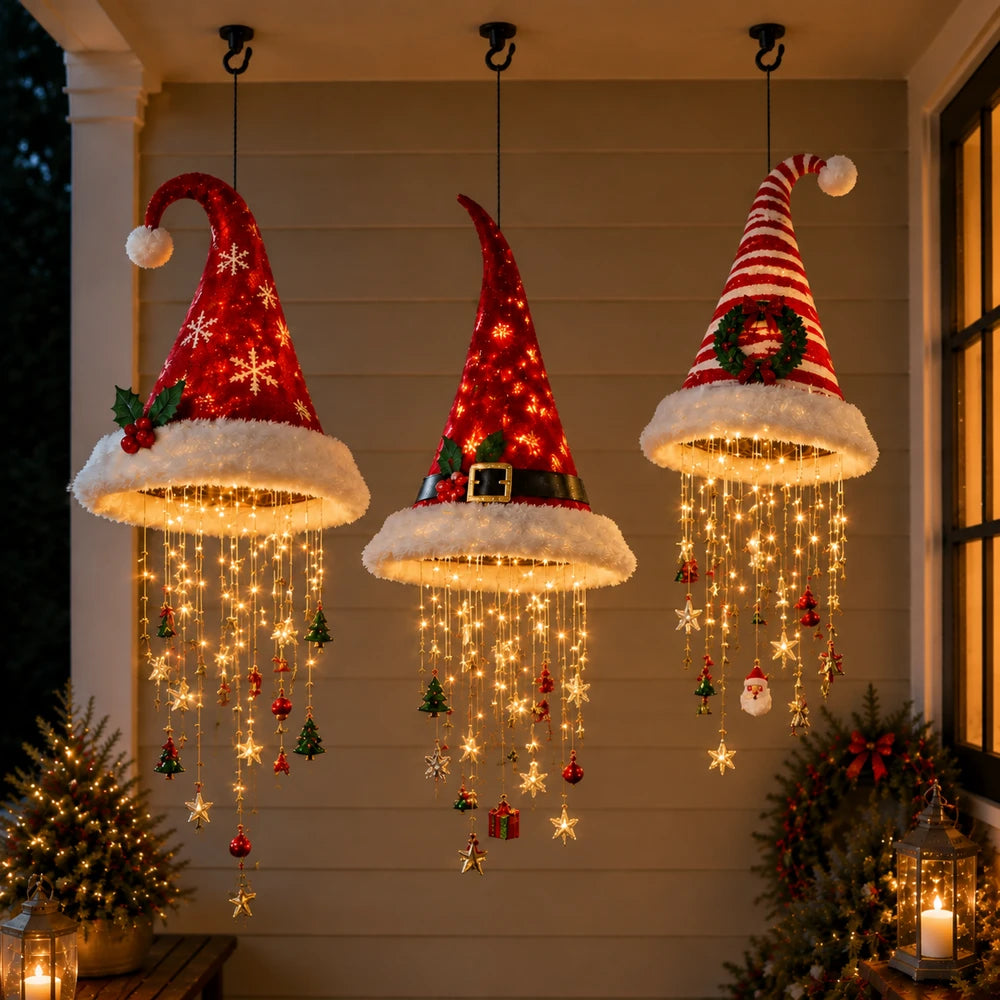 Lighted Santa Hat Hanging Chandelier